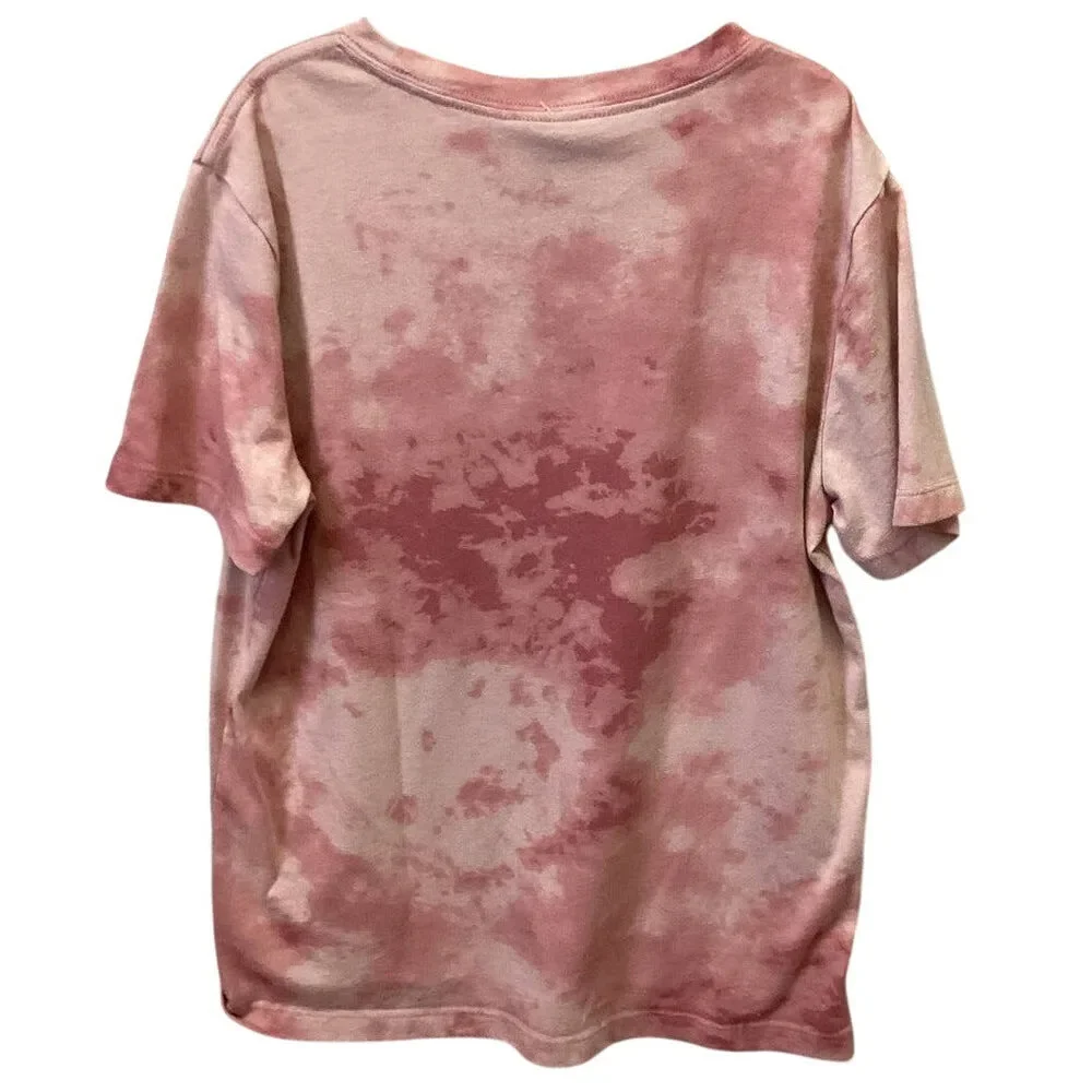Hand Printed Upcycled Youth Large Dragonfly Short Sleeve Tie Dyed Tee Shirt